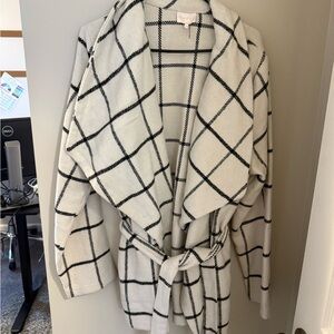Entro Cream and Black Plaid Garment